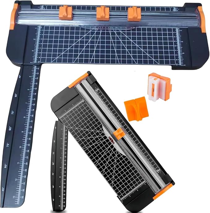 A4 Paper Cutter Paper Trimmer Portable Paper Slicer, 12 Inch Titanium Scrapbooking Tool with 3pcs Replacement Blades with Safeguard Side Ruler for Craft Paper, Coupon, Label and Cardstock