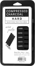 Pacific Arc Compressed Charcoal Sticks Hard 12 Pack for Drawing, Sketching, and Shading
