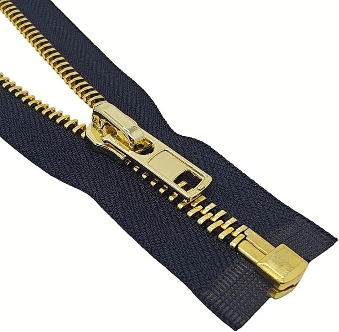 MebuZip #8 25 Inch Gold Teeth Separating Jacket Zipper Right Handed Zipper Heavy Duty Metal Zippers for Men's Jackets Coats Sewing (25" RH)