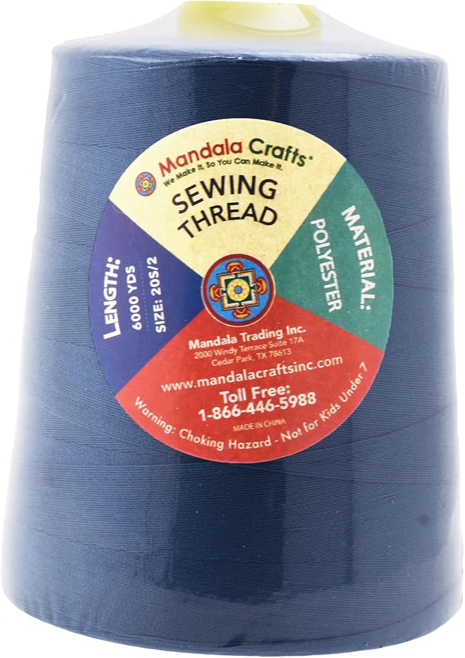 Mandala Crafts 4 Pack of Serger Threads Cones Spools - 20S/2 24000 Yards Polyester Denim Threads for Sergers Machine and Overlock Quilting Sewing Machine