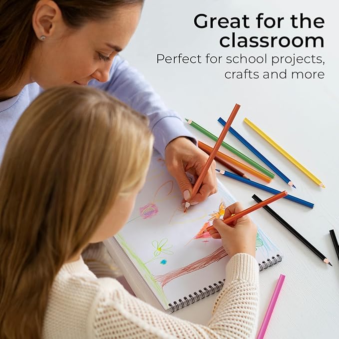 Rosmonde 12 Pack Colored Pencils (144 Count), Assorted Pre Sharpened Colors Set, Easy Hold Grip, Classroom Art Supplies, Bulk Coloring Set for Schools, Teachers, Drawing & Creative Projects