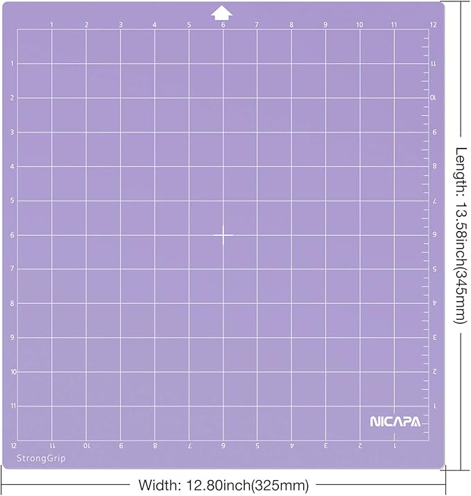 Nicapa Cutting Mat for Silhouette Cameo 3/2/1 Strong-Grip,12x12 inch 3pack) Adhesive&Sticky Non-Slip Flexible Square Gridded Purple Cut Mats Replacement Accessories Set matts Vinyl Craft Sewing
