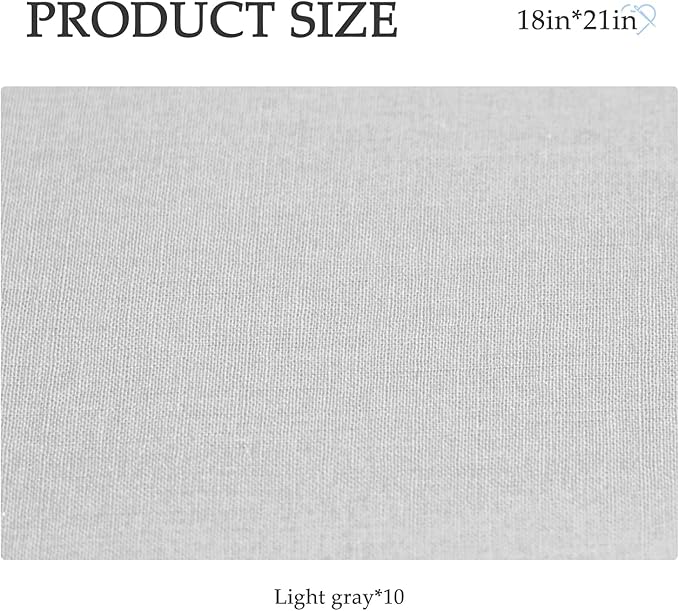 10 Pieces 18 x 21 Inches Cotton Fabric Precut Quilting Fabric Bundles Solid Colors Layer Cakes Quilt Material for DIY Craft Sewing Embroidery (Grey)