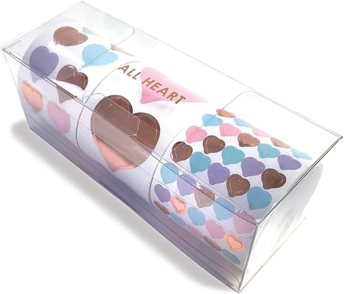 Mrs. Grossman's All Heart Gift Box with 3 Sticker Rolls Including Over 175 Heart Stickers in 3 Different Sizes - Premium Finish for Collecting, Scrapbooking and Decoration, Kids and Adults
