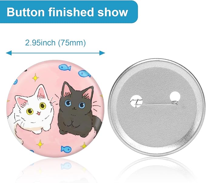 100Set 2.95 Inch Button Maker Supplies, 75mm Approx. 3 Inch Metal Blank Button Badge Parts with Blank Paper& Clear Film for Button Maker Machine, Pin Maker and Badge Press