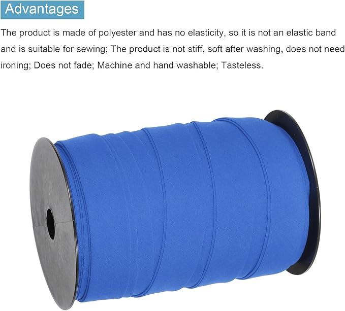 MECCANIXITY 1 Inch Double Fold Bias Tape Polyester Continuous Bulk Bias Tape for Sewing,Seaming Quilting Hemming Binding Crafts (Dark Blue 55 Yards)
