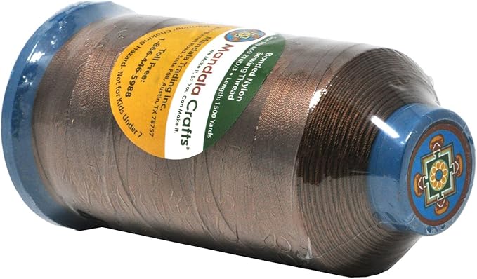 Mandala Crafts Bonded Nylon Thread Russet Brown Heavy Duty Sewing Threads - 1500 YDs Size 69 210D T70 Tex 70 Thread for Leather Jeans Weaving Outdoor Marine Upholstery Threads