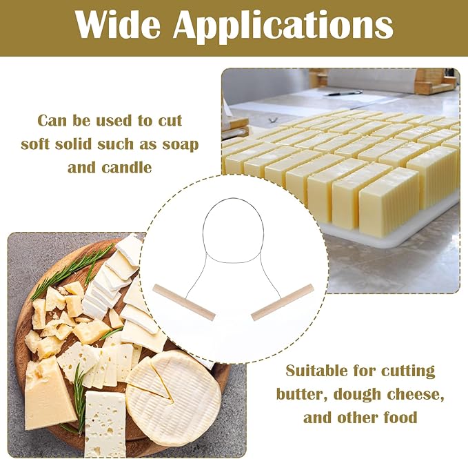 3Pcs Wire Clay Cutter with 1 Wood & 2 Rubber Handle, Easy and Effortless Pottery Cut Off Tools for Clay Artists, Cheese Slicer, Ceramic Tools