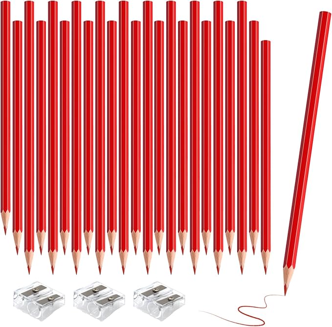 36 PCS Red Colored Pencils, Pre-sharpened Professional Wooden Art Pencils Set for Artists Painting | Premium Drawing Sketching Supplies (Red)