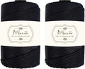 Maxee Premium Polyester Macrame Cord 3 mm × 218 yd (2 Pack),3mm 100% Polypropylene Macrame Cord,Ideal for Crochet, Wall Hangers, Bags, Rugs & DIY Crafts（Black）