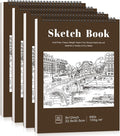 4 Pack Sketch Book, 9 x 12 Inch Sketchbook, 68lb/100gsm Top Spiral Bound Sketch Pad, Acid Free Art Supplies Drawing Painting Sketching Paper for Kids, Beginners, Artists (Tan)
