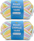 Soft Velvet Yarn Chenille Yarn for Crocheting and Knitting – Bulky (93 Yards/100g) - Polyester - Yarn for Blanket Amigurumi Weaving Crafts (Sunshine Mix, 2 Pack)