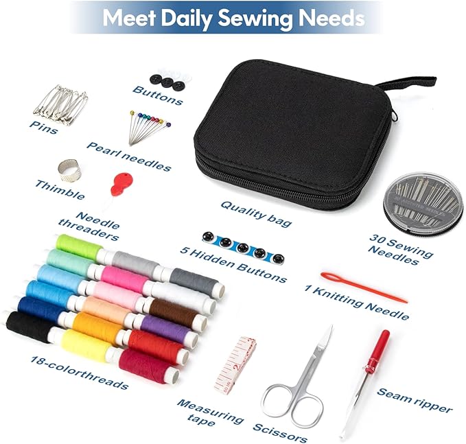 OKOMER Sewing Kit, Sewing Kit for Adults, Needle and Thread Kit, Travel Sewing Supplies,Small Mini, Basic, Beginner, Gifts for Women,Stocking Stuffers for Teen Girls,Christmas Gifts for Grandkids, (M)