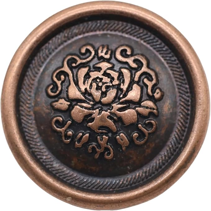 Antique Copper Metal Buttons - 12 Pcs - 3 Size Options - Floral Round Metal Shank Buttons Vintage for Men Women Blazer Coat Uniform Shirt Suit and Jacket Sewing Craft DIY N20701