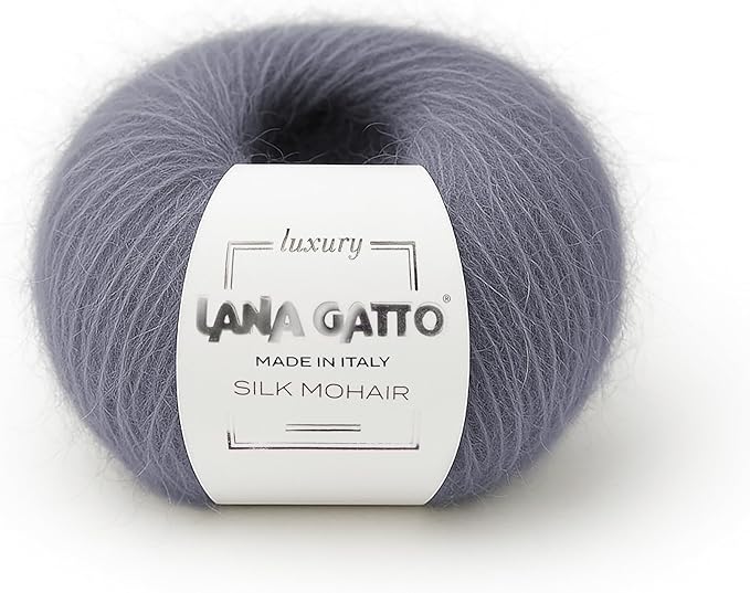 Mohair Silk Yarns for Knitting, Lana Gatto Luxury Silk Mohair Line (Gray - 30480, 2)