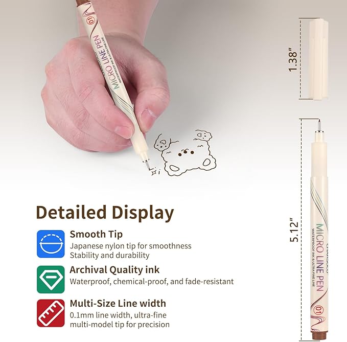 01 Micro Fine Point Pen Set - 24 Waterproof Archival Ink Colors, 0.25mm Fineliner Pens for Art Illustrations, Sketching, Anime, Manga, Technical Drawings & Scrapbooking