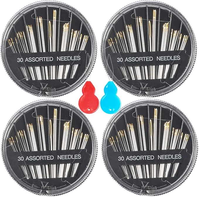 Eketirry Premium Hand Sewing Needles，30-Count Assorted Needles for Sewing Repair, 6 Different Sizes Sewing Needles with 2 Threaders (Black,1)