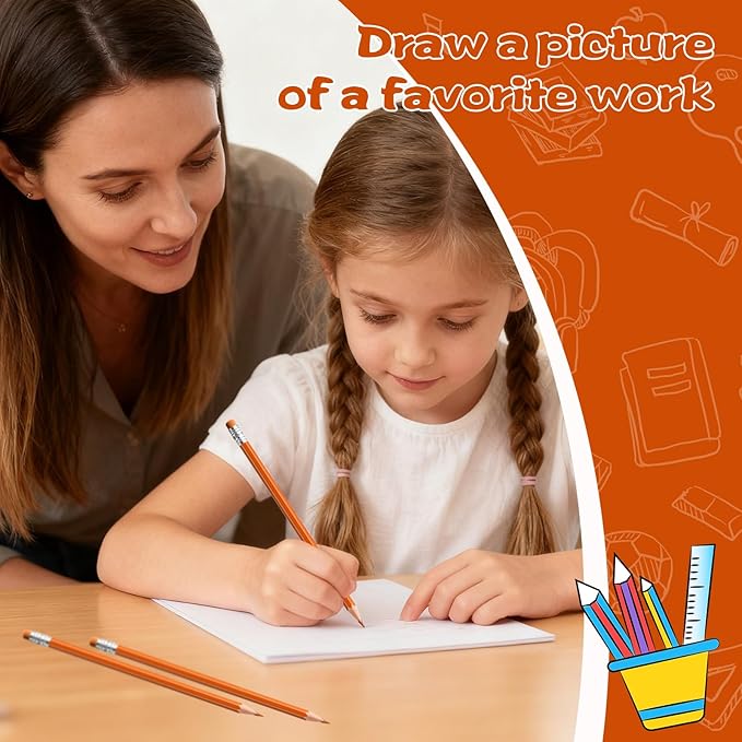 48 PCS Orange Checking Pencils Erasable Colored Pencils with Eraser Pre-Sharpened 2 HB for Checking, Grading, Tests & Office/School Supplies (Orange)
