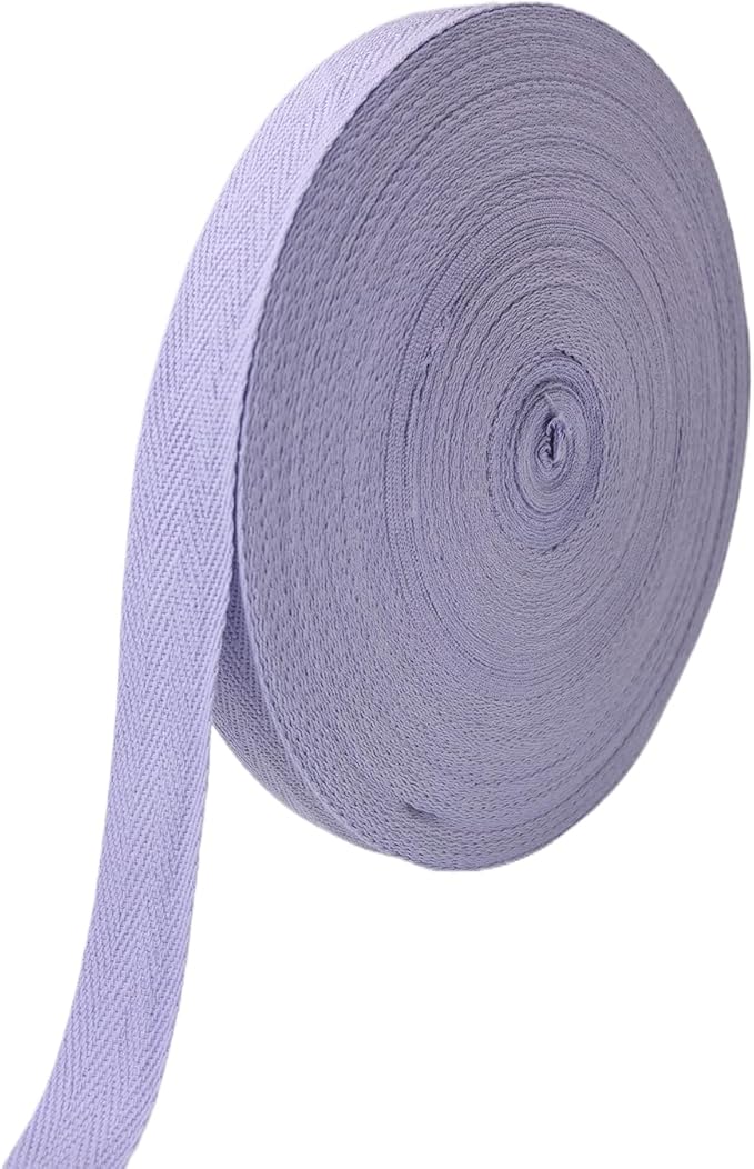 Lavender Twill Tape Ribbon 3/4 Inch - 40 Yards Light Herringbone Cotton Webbing Straps- Bias Binding Tape for Sewing, Ties, Tags, DIY Projects, Hoodie, Gift Wrapping and Home Decor