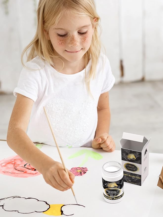 MyArtscape Titanium White Acrylic Paint - 300ml Bottle (10oz) - Artist Quality - Lightfast - Heavy Body - Vibrant Color - Great Tinting Strength - Professional Grade Paints