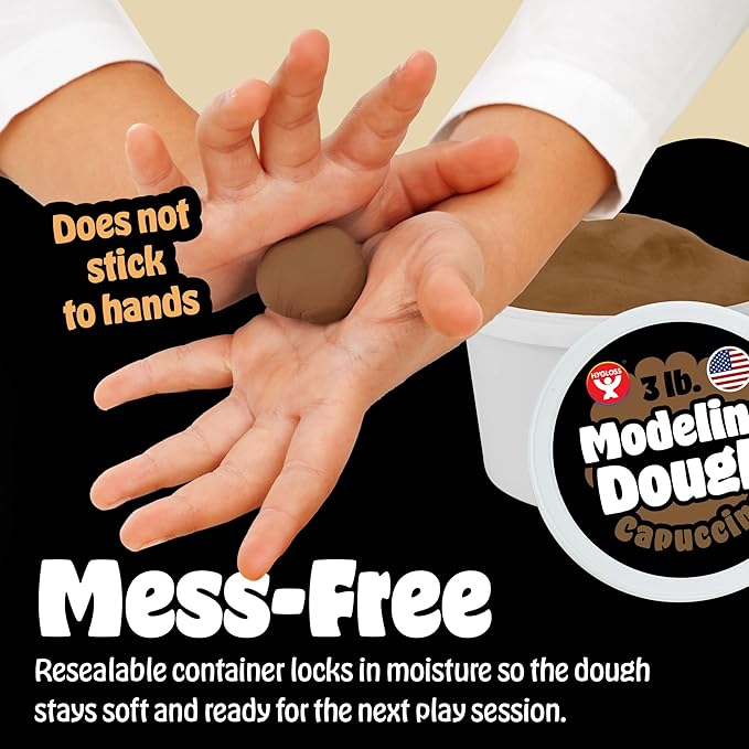 Hygloss Play Modeling Dough for Kids – Multicultural Skin Tones – Safe & Non-Toxic Sensory Dough for Arts & Crafts – Play Clay for Toddler Activities, Preschool Classroom Must-Haves (3 lb, Chocolate)