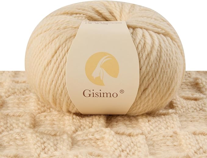 100% Merino Wool Yarn 3-Ply Luxurious and Soft Yarn for Hand Knitting & Crocheting (Apricot,1Ball)