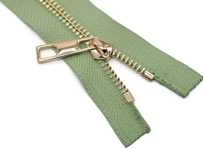 #5 Gold Metal Zipper - 50+ Colors - 3 PCS - (4-14 inches) Sizes - Luxury Lightweight Handcraft Metal Zippers with pulls for Purses Bags Pockets Shoes Sewing & Crafts DIY ZP022910
