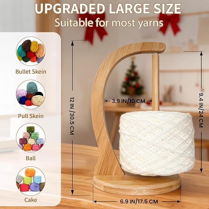 SPEENSUN Yarn Holder for Crocheting, Upgrade Larger Size & Magnetic Crochet Yarn Holder, Rotating Design Holds Most Yarns Up to 1.1 lbs, Crochet Gift for Knitting Lovers with Packaging Box