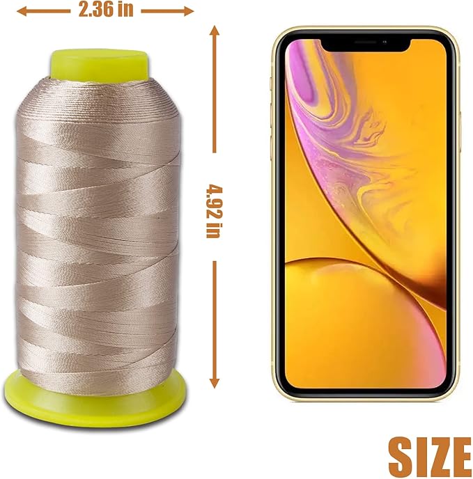 4Pcs Nylon Thread for Sewing, 210d/3 Upholstery Thread, 4 Cone of 1500 Yards Each Leather, Serger Overlock Machine for Sewing Hair Extension