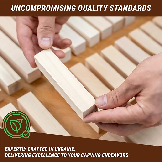 BeaverCraft Basswood Carving Blocks BW16 pcs - Soft Whittling Wood Carving Kit for Beginners - Unfinished Wooden Block Set - Basswood for Crafts