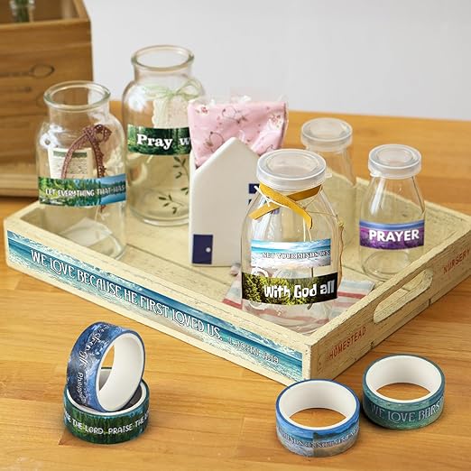 Janlaugh 24 Rolls Christian Washi Tape Gifts Bulk Religious Inspirational Scripture Supplies Scenery Bible Verse Washi Tape for Bible Journaling Study Crafting Spring Gifts Favors