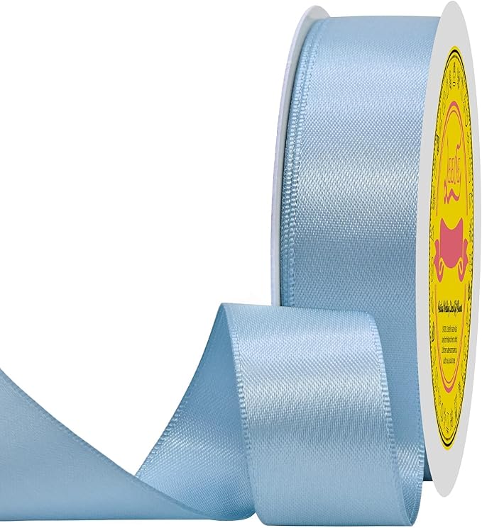 Double Face Dusty Blue Satin Ribbon 7/8 inch X 25 Yards Polyester Dusty Blue Ribbon for Gift Wrapping Very Suitable for Weddings Party Hair Bow Invitation Decorations and More