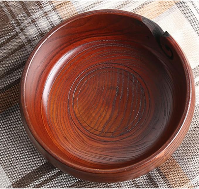 Wooden Yarn Bowl with Holes Knitting Bowl Yarn Storage,Yarn Bowls for Crocheting and Knitting,Perfect for Mother's Day and Home Decor 6.3" x 3"