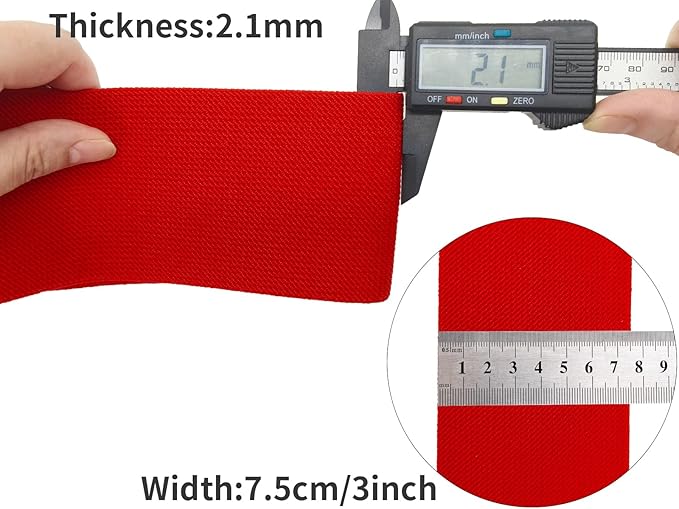 Red Wide Knit Elastic Band for Sewing 3 inch 5yards Double-Side Twill Woven Elastic Heavy Stretch Elastic Spool Band for Sewing Pants Waist-Wigs-Skirts-Craft-DIY Projects (#34)