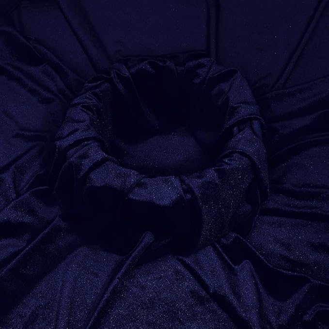 KKJIAF Navy Blue Stretch Velvet Fabric 60 Inch Wide, 2 Yard Soft Stretchy Fabric for Sewing Clothes, Apparel, Costume, Crafts - 90% Polyester 10% Spandex