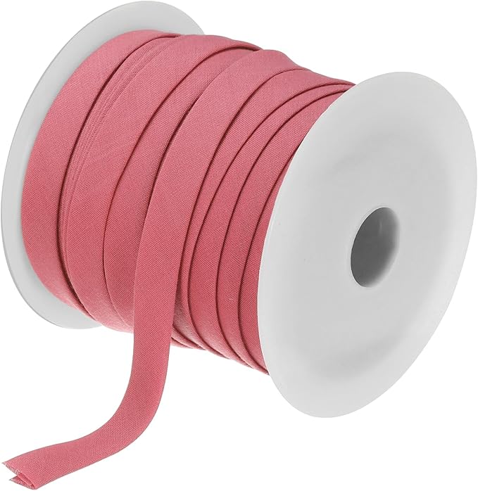 MECCANIXITY 1/2 Inch Double Fold Bias Tape Polyester Continuous Bulk Bias Tape for Sewing,Seaming Quilting Hemming Binding Crafts (Watermelon Red 25 Yards)
