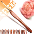 SEVENSUN Mimosa 3mm Single Crochet Hook, Available in 0.6mm-6.5mm, Ergonomic Hand Polished Stainless Steel Inline Pointy Wood Handle Crochet Hook for Arthritic Hands, Mother's Day Gifts for Mom