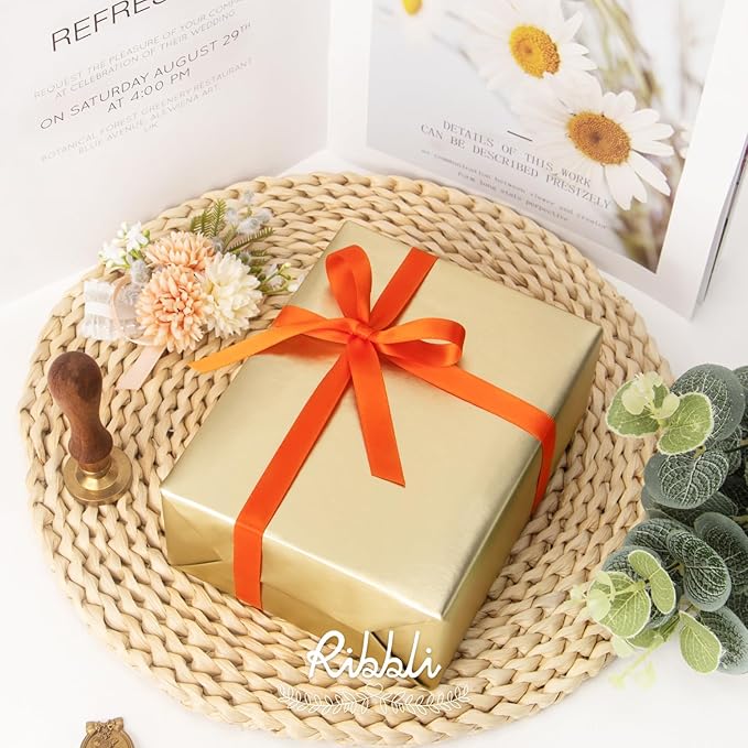Ribbli Torrid Orange Satin Ribbon Double Faced Satin 1/2 inch x Continuous 50 Yards-Orange Ribbon for Gift Wrapping Crafts Wedding Decoration Bows Bouquet Floral Arrangement