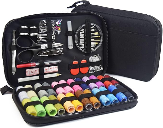90PCS Sewing Kit, Portable Sewing Supplies Needles Scissors Thread Storage Box Patching Tools Kits