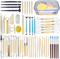 57PCS Ceramic Clay Tools Set with Plastic Case Modeling Pottery Sculpting Tools Kits for Beginners Professionals Crafts Polymer Clay Club, Dotting, Ribbon Trimming