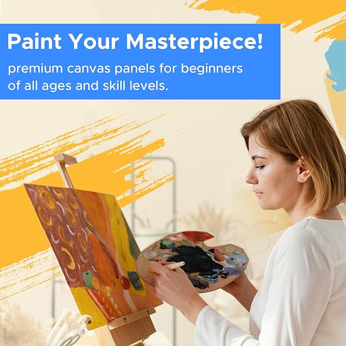 64 Pack 8x10 Inch Canvas Boards for Painting Bulk, Kids Art Novices Blank Painting Canvases, Gesso Primed Acid-Free 100% Cotton Canvas Panels for Acrylic Oil Watercolor Tempera Paint