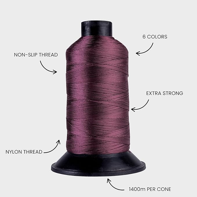Big Kizzy Burgundy 1400m Nylon Thread for Hair Extensions, Sew in Human Hair Weft and Wigs - Non-Slip and Comfortable Hold for Hand and Machine Tied Weft