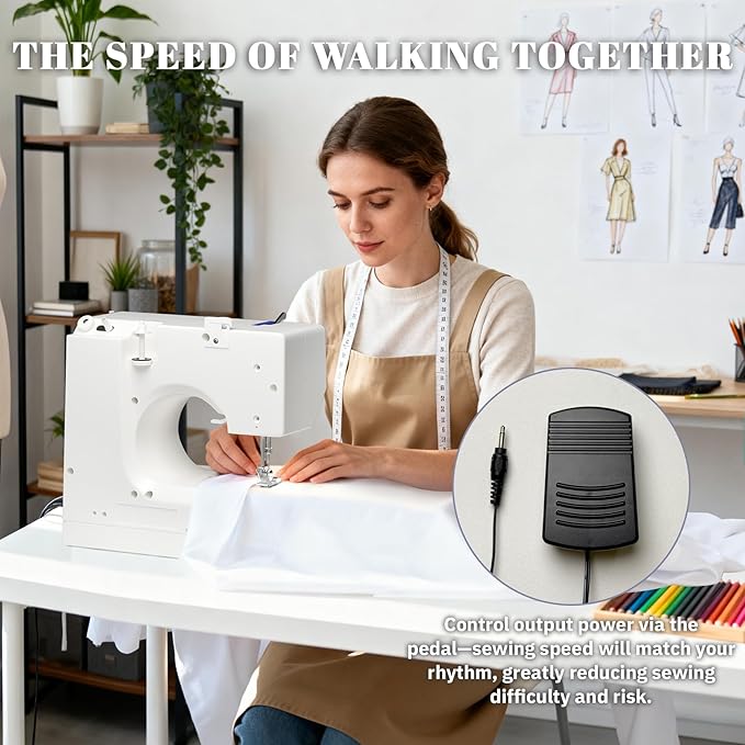 Mini Sewing Machine, Dual Speed Double Needle, 14 Stitch Portable Sewing Machine for Beginners, Adults, Home Use