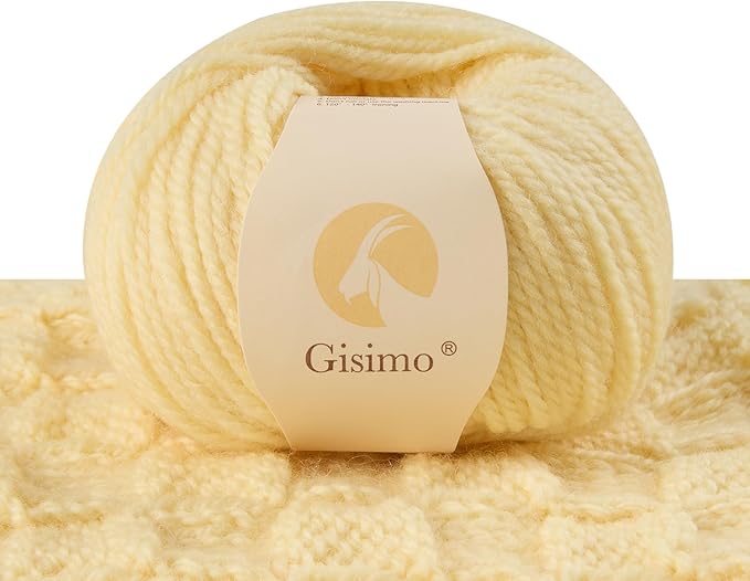 100% Merino Wool Yarn 3-Ply Luxurious and Soft Yarn for Hand Knitting & Crocheting (Naples Yellow,1Ball)