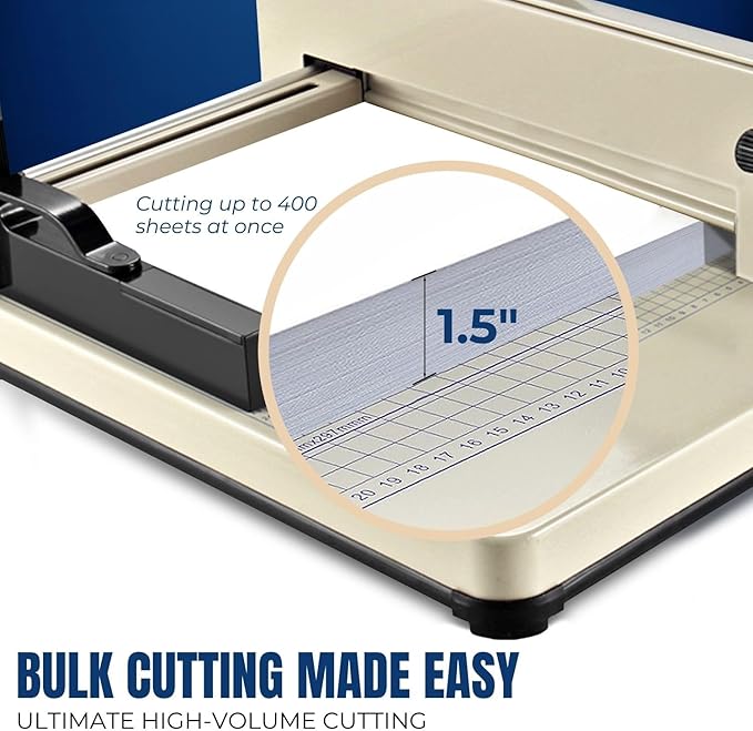 Flexzion Guillotine Paper Cutter 12" A4 Professional Industrial Heavy Duty Scrapbooking Metal Base Trimmer Machine 400 Sheet Capacity for Office Commercial Photocopy Printing Shop