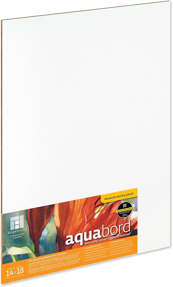Ampersand Art Supply Watercolor Painting Panel: Museum Series Aquabord, 1/8 Inch Flat Profile, 14" x 18"