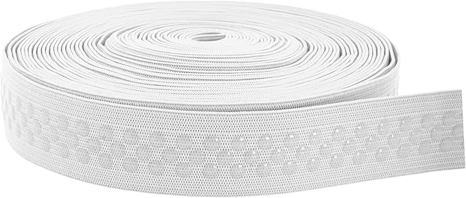 Mandala Crafts 1 Inch Elastic Silicone Gripper Tape for Clothing - 10 Yds Dotted Non Slip Elastic Band for Sewing - White Silicone Flat Fabric Stretchy Ribbon Straps