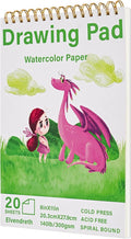 8" x 11" -Drawing Paper Pad,Spiral Bound, 20 Sheets 140lb/300gsm Watercolor Paper Pad, Watercolor Sketchbooks for Artist Supplies, Painting, Drawing and Art Journals