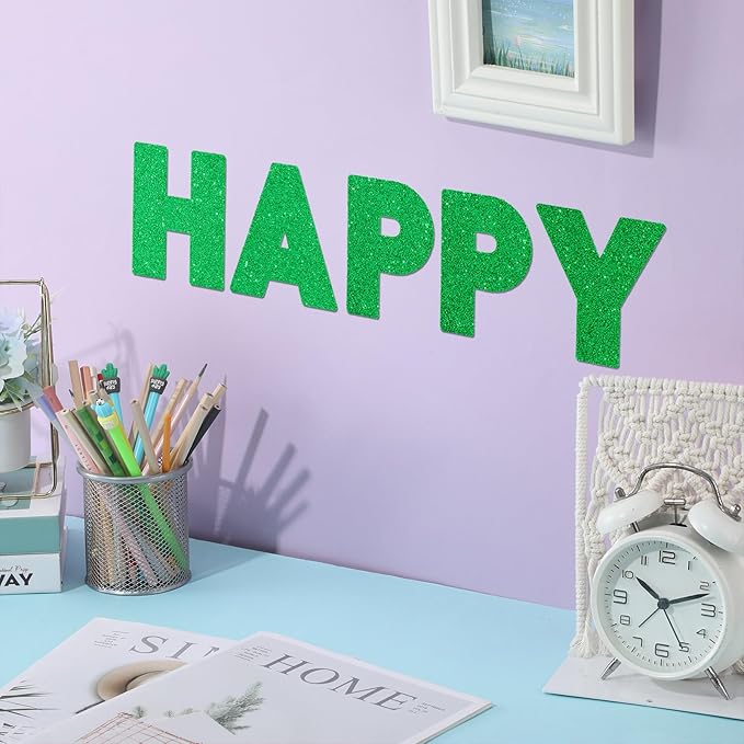 Harloon 232 Pcs 24 Sheets Large Glitter Letter Stickers Big Font Alphabet Letter Self Adhesive Letters Kit Mailbox Stickers for Mailbox Bulletin Boards Classroom Home(Green,2.5 Inch)