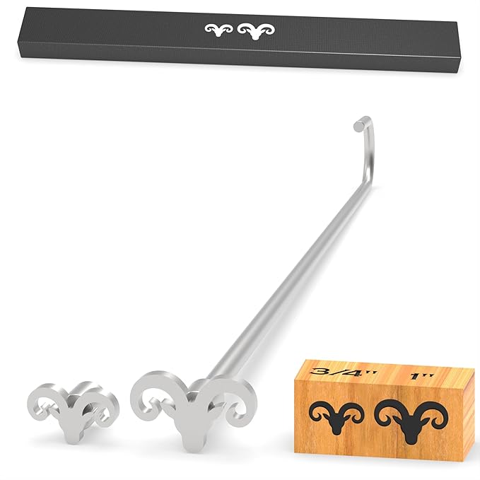 2Pcs Mini 3/4" & 1" Branding Irons, Ram Head Custom Wood Branding Iron Personalized for Wood Working, Leather Hats, Felt, Cowhide, BBQ & Bread Logo, Steak Branding Iron for Food (139#)
